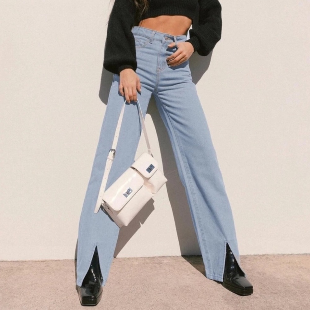 Princess Polly Rosalie Straight Leg Slit Jean